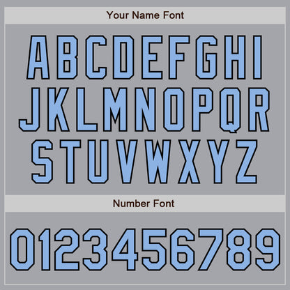 Custom Gray Light Blue-Black 3 Colors Arm Shapes Authentic Baseball Jersey - Sky-Custom