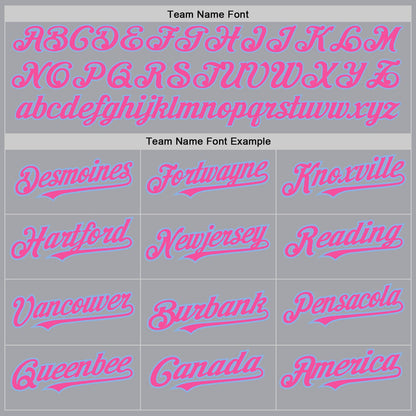 Custom Gray Pink-Light Blue 3 Colors Arm Shapes Authentic Baseball Jersey - Sky-Custom