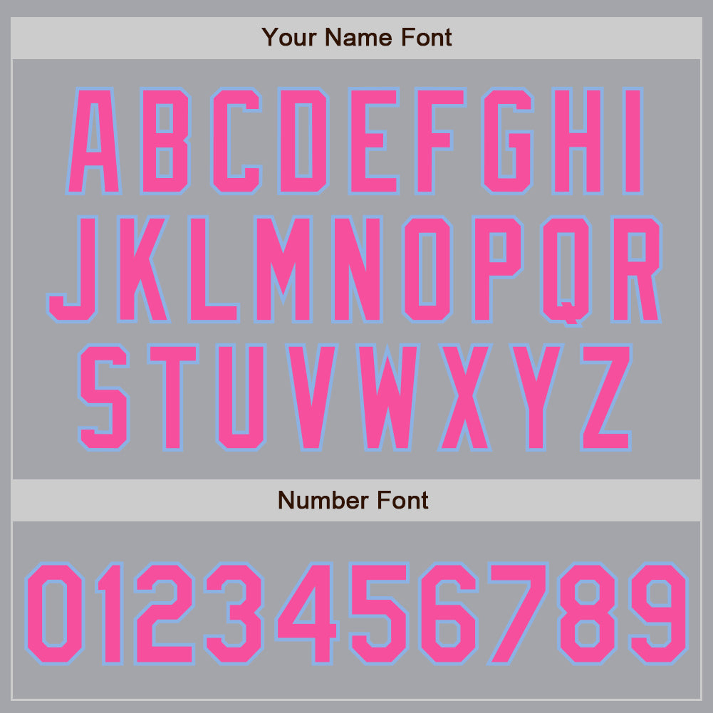 Custom Gray Pink-Light Blue 3 Colors Arm Shapes Authentic Baseball Jersey - Sky-Custom