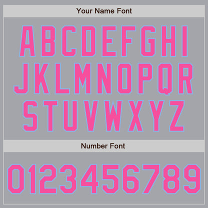 Custom Gray Pink-Light Blue 3 Colors Arm Shapes Authentic Baseball Jersey - Sky-Custom