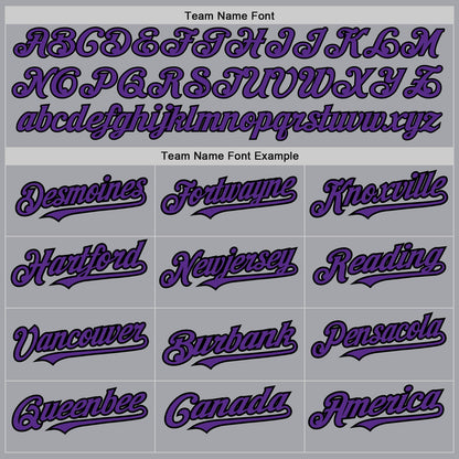 Custom Gray Purple-Black 3 Colors Arm Shapes Authentic Baseball Jersey - Sky-Custom