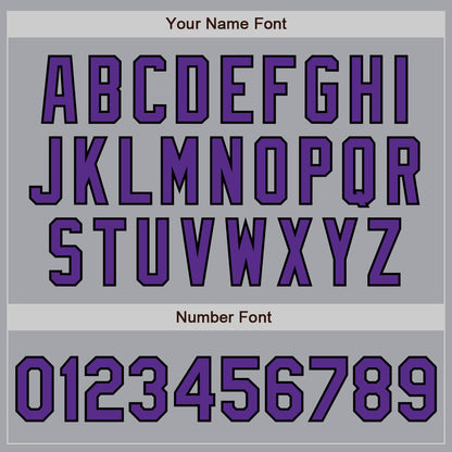 Custom Gray Purple-Black 3 Colors Arm Shapes Authentic Baseball Jersey - Sky-Custom