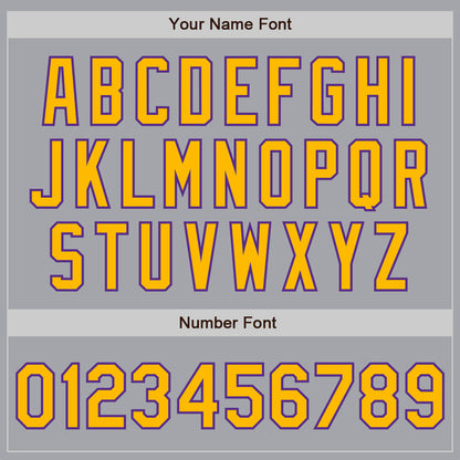 Custom Gray Gold-Purple 3 Colors Arm Shapes Authentic Baseball Jersey - Sky-Custom