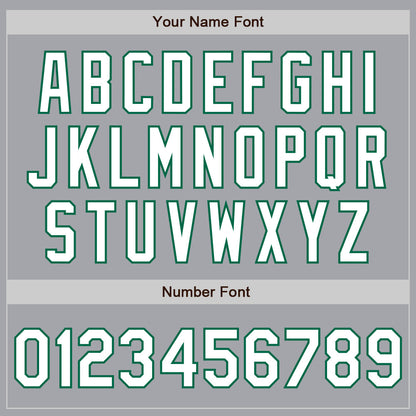 Custom Gray White-Kelly Green 3 Colors Arm Shapes Authentic Baseball Jersey - Sky-Custom