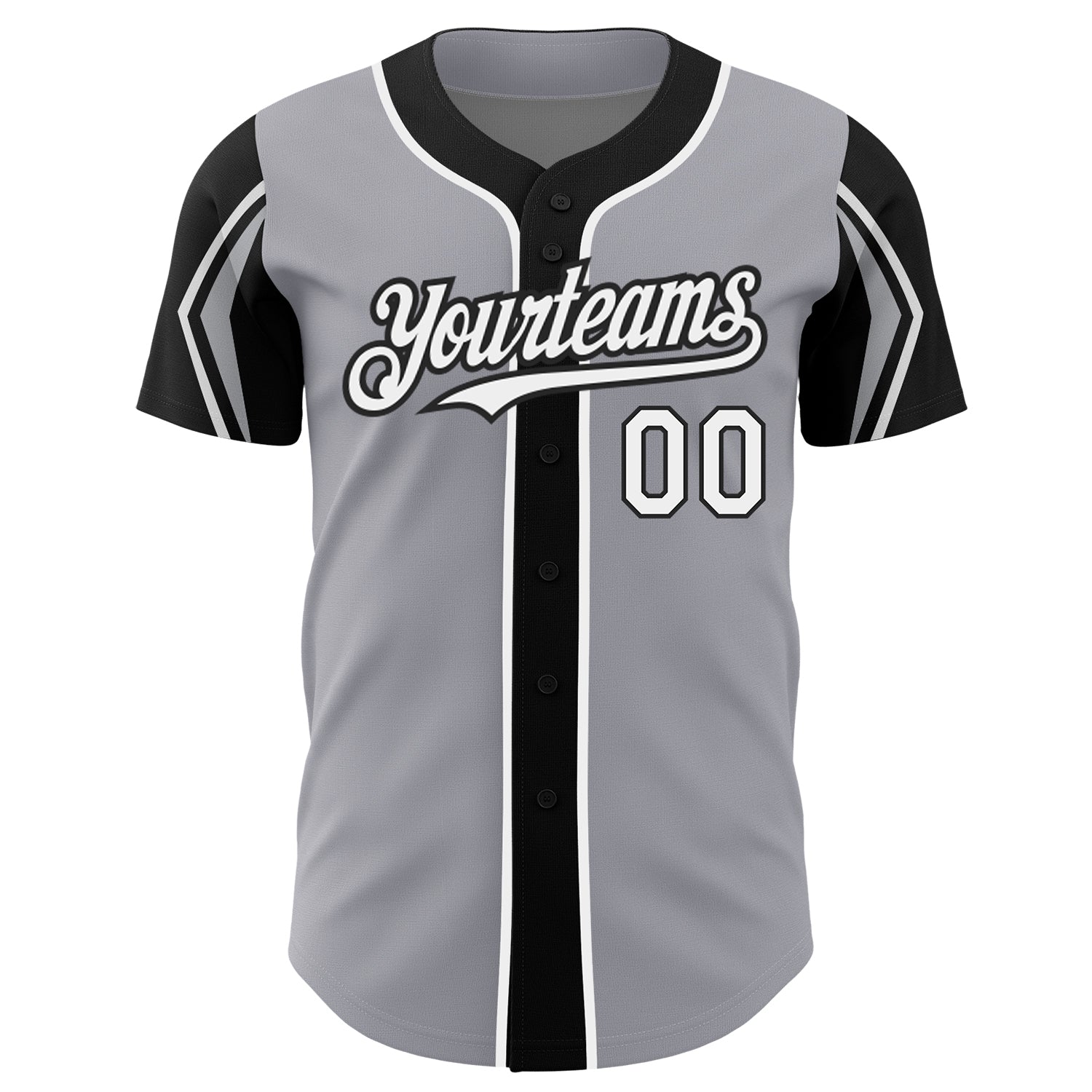 Custom Gray White-Black 3 Colors Arm Shapes Authentic Baseball Jersey - Sky-Custom