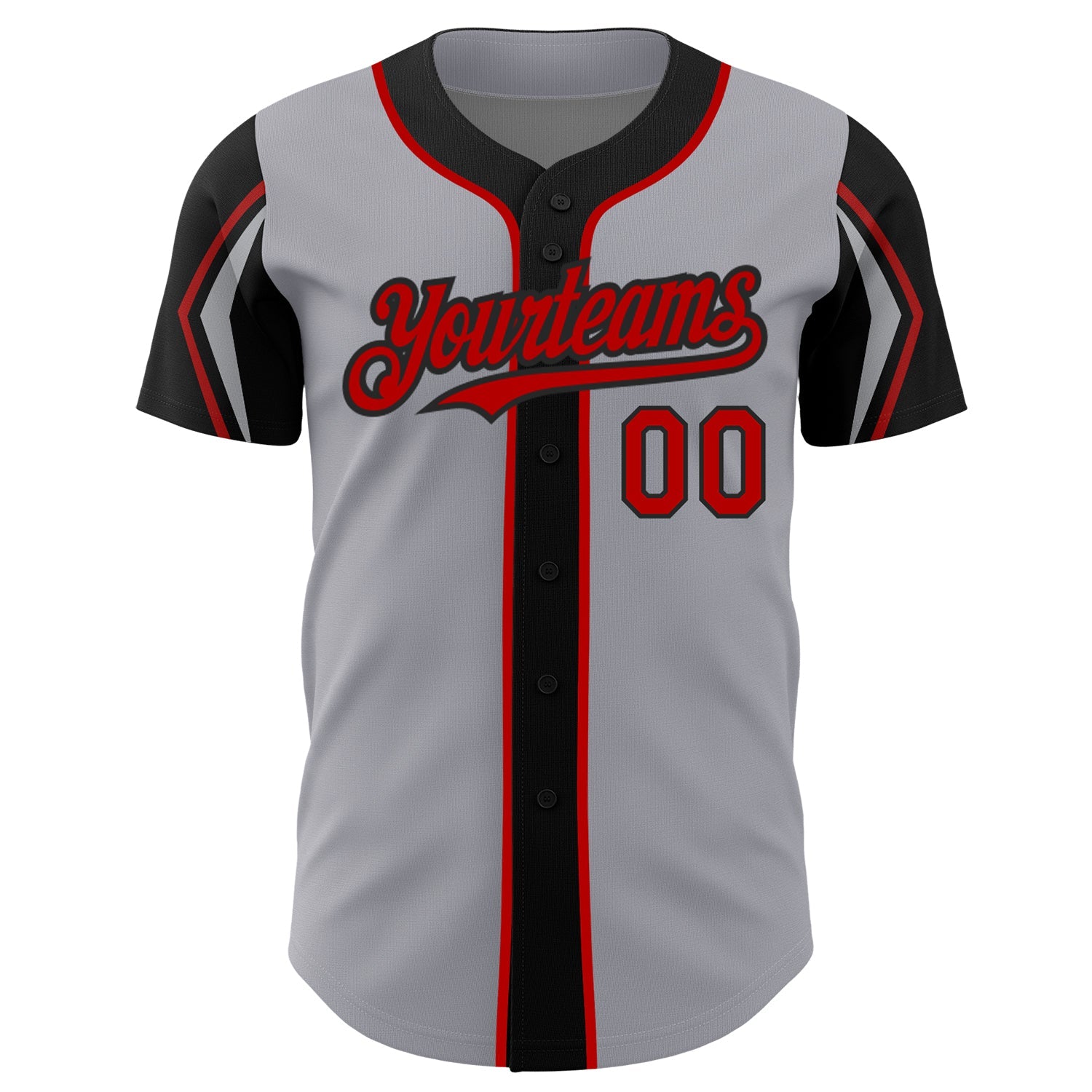 Custom Gray Red-Black 3 Colors Arm Shapes Authentic Baseball Jersey - Sky-Custom