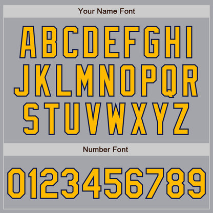 Custom Gray Gold-Navy 3 Colors Arm Shapes Authentic Baseball Jersey - Sky-Custom