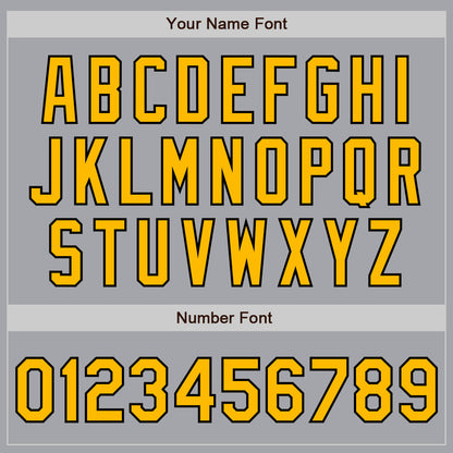 Custom Gray Gold-Black 3 Colors Arm Shapes Authentic Baseball Jersey - Sky-Custom