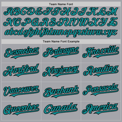 Custom Gray Teal-Black 3 Colors Arm Shapes Authentic Baseball Jersey - Sky-Custom