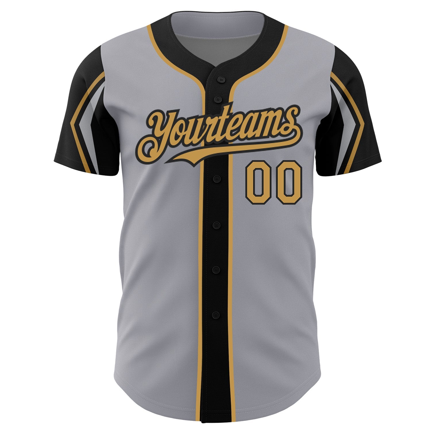 Custom Gray Old Gold-Black 3 Colors Arm Shapes Authentic Baseball Jersey - Sky-Custom