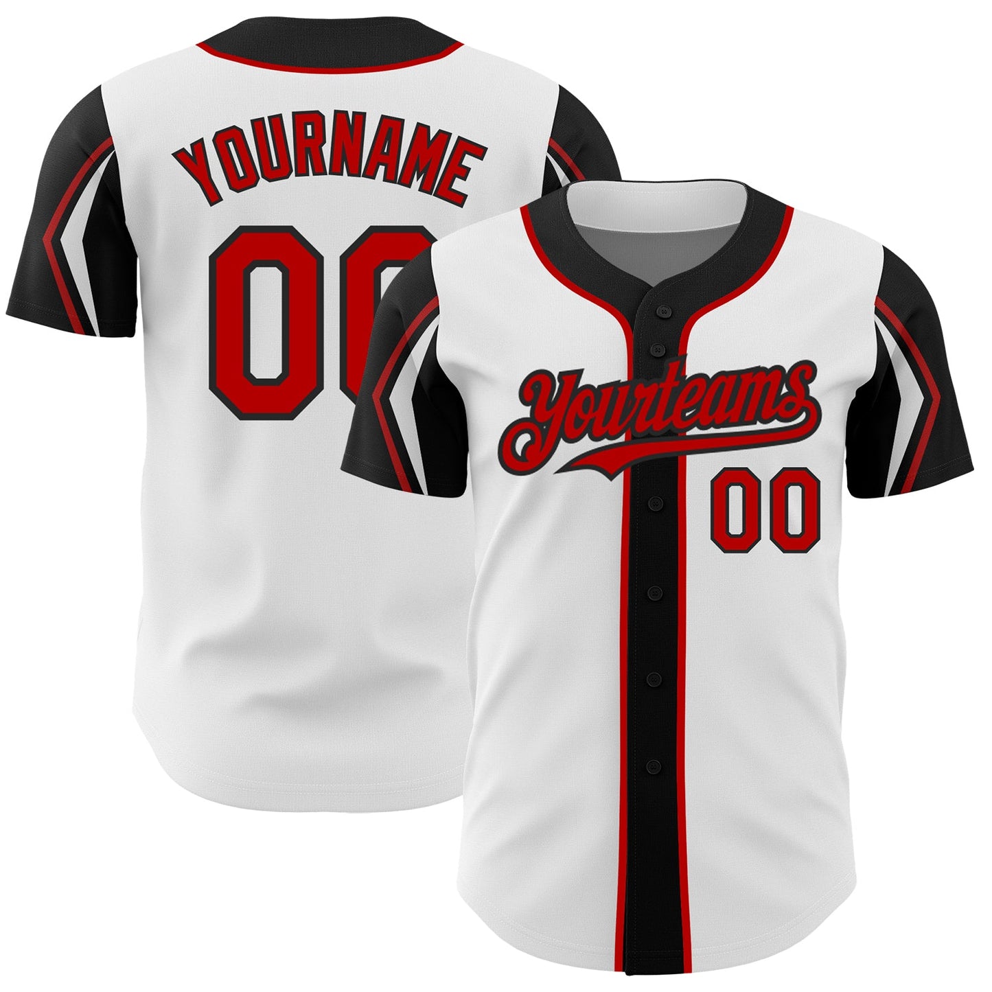 Custom White Red-Black 3 Colors Arm Shapes Authentic Baseball Jersey - Sky-Custom