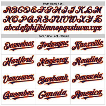 Custom White Navy-Orange 3 Colors Arm Shapes Authentic Baseball Jersey - Sky-Custom