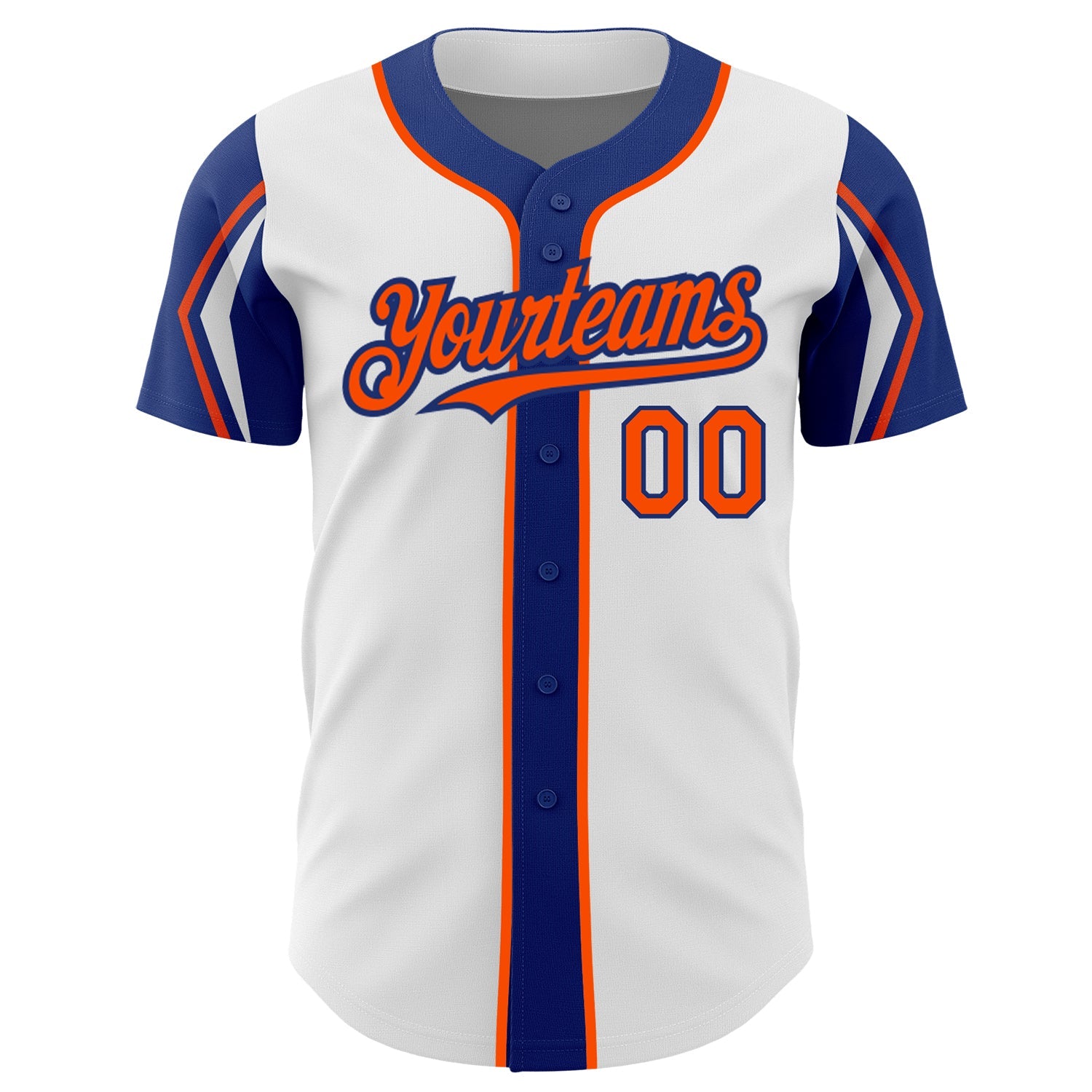 Custom White Orange-Royal 3 Colors Arm Shapes Authentic Baseball Jersey - Sky-Custom