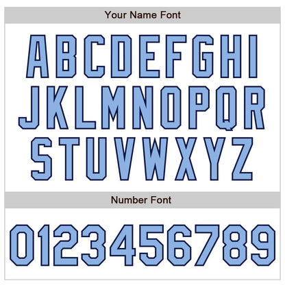 Custom White Light Blue-Navy 3 Colors Arm Shapes Authentic Baseball Jersey - Sky-Custom