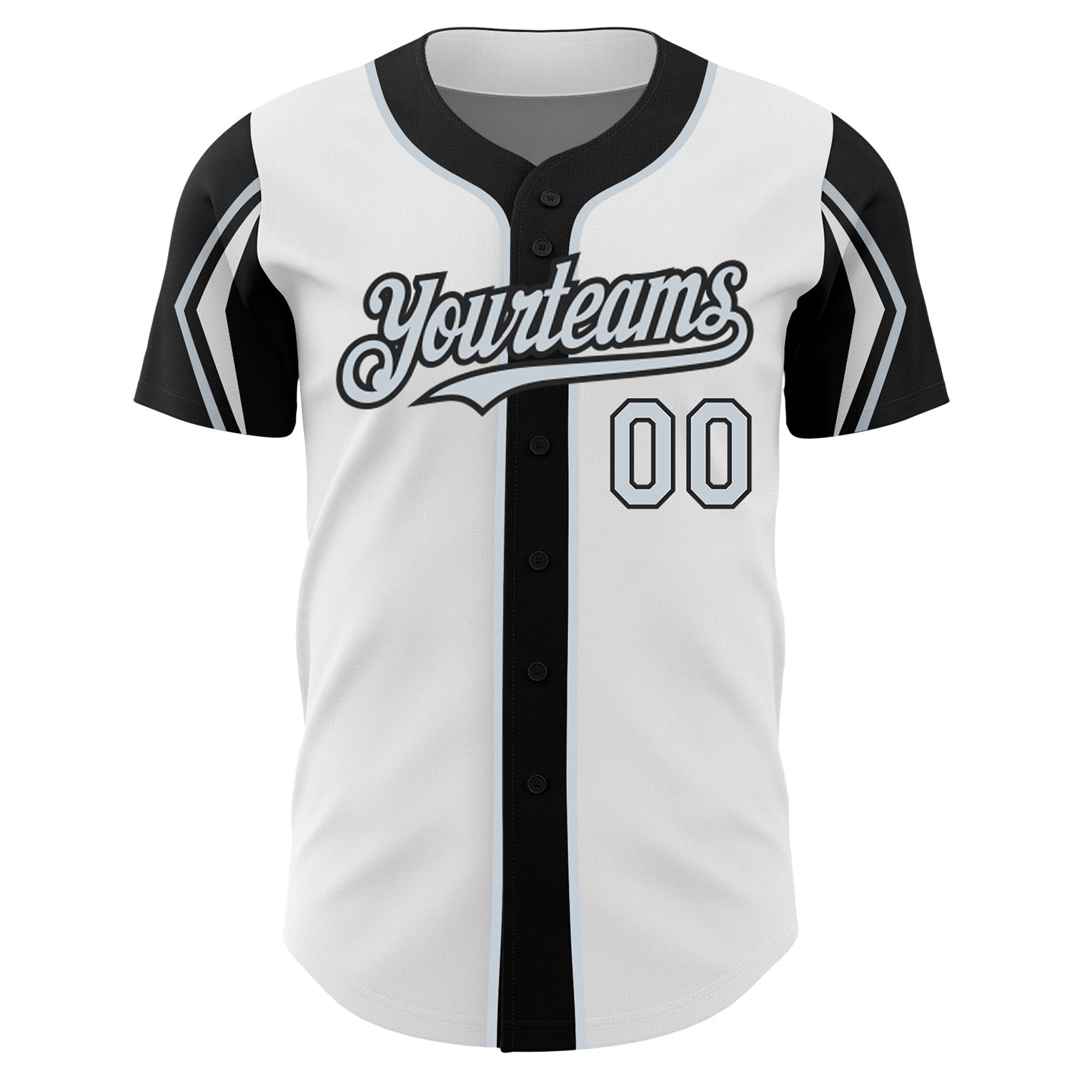 Custom White Silver-Black 3 Colors Arm Shapes Authentic Baseball Jersey - Sky-Custom