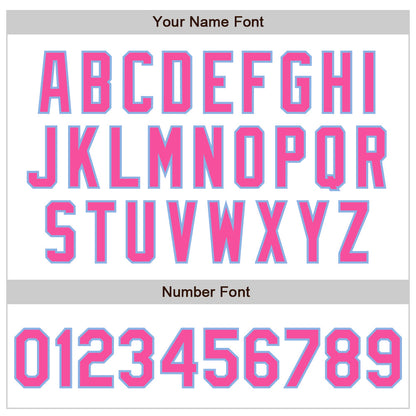 Custom White Pink-Light Blue 3 Colors Arm Shapes Authentic Baseball Jersey - Sky-Custom