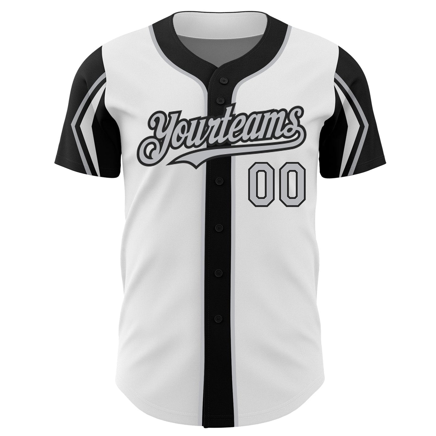 Custom White Gray-Black 3 Colors Arm Shapes Authentic Baseball Jersey - Sky-Custom