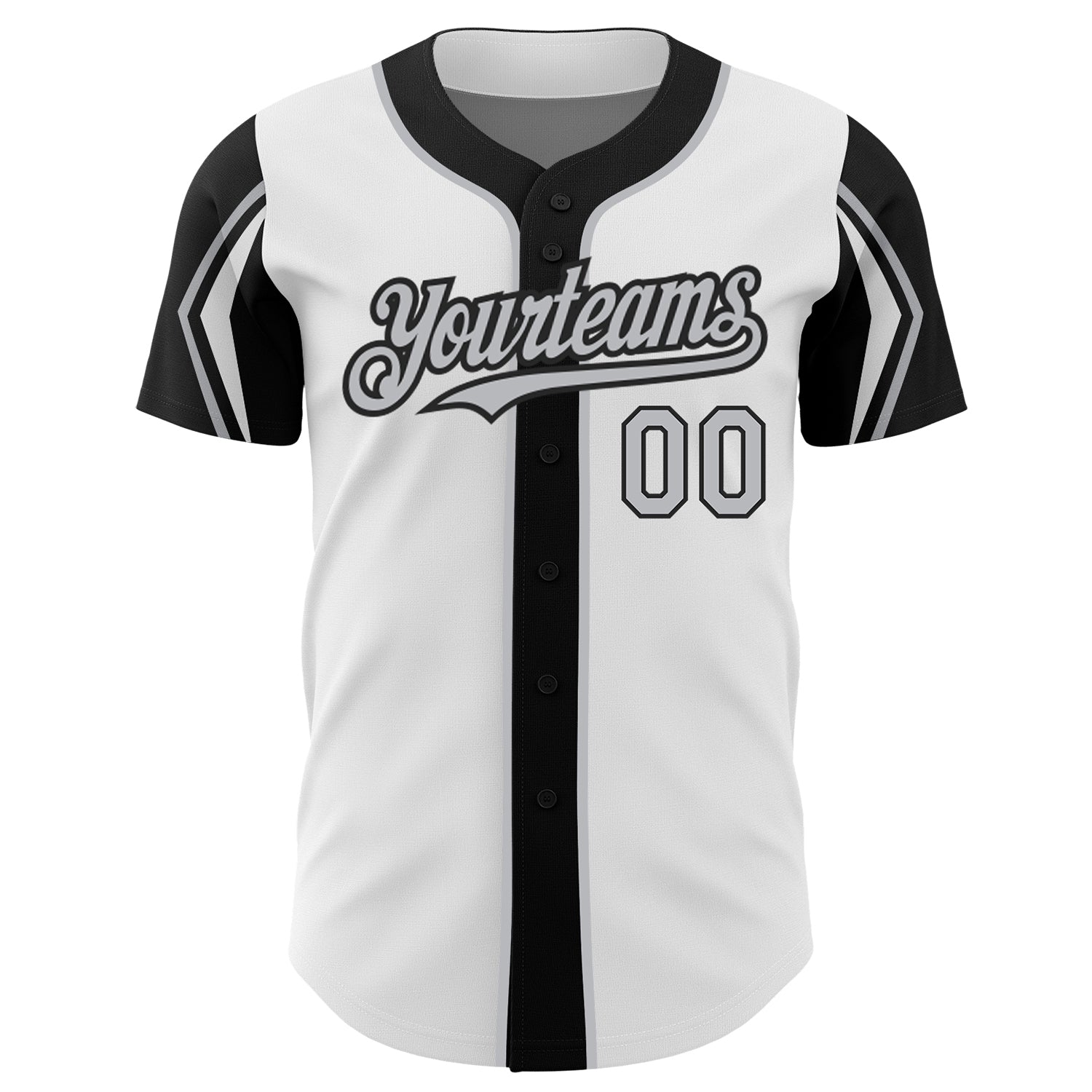 Custom White Gray-Black 3 Colors Arm Shapes Authentic Baseball Jersey - Sky-Custom
