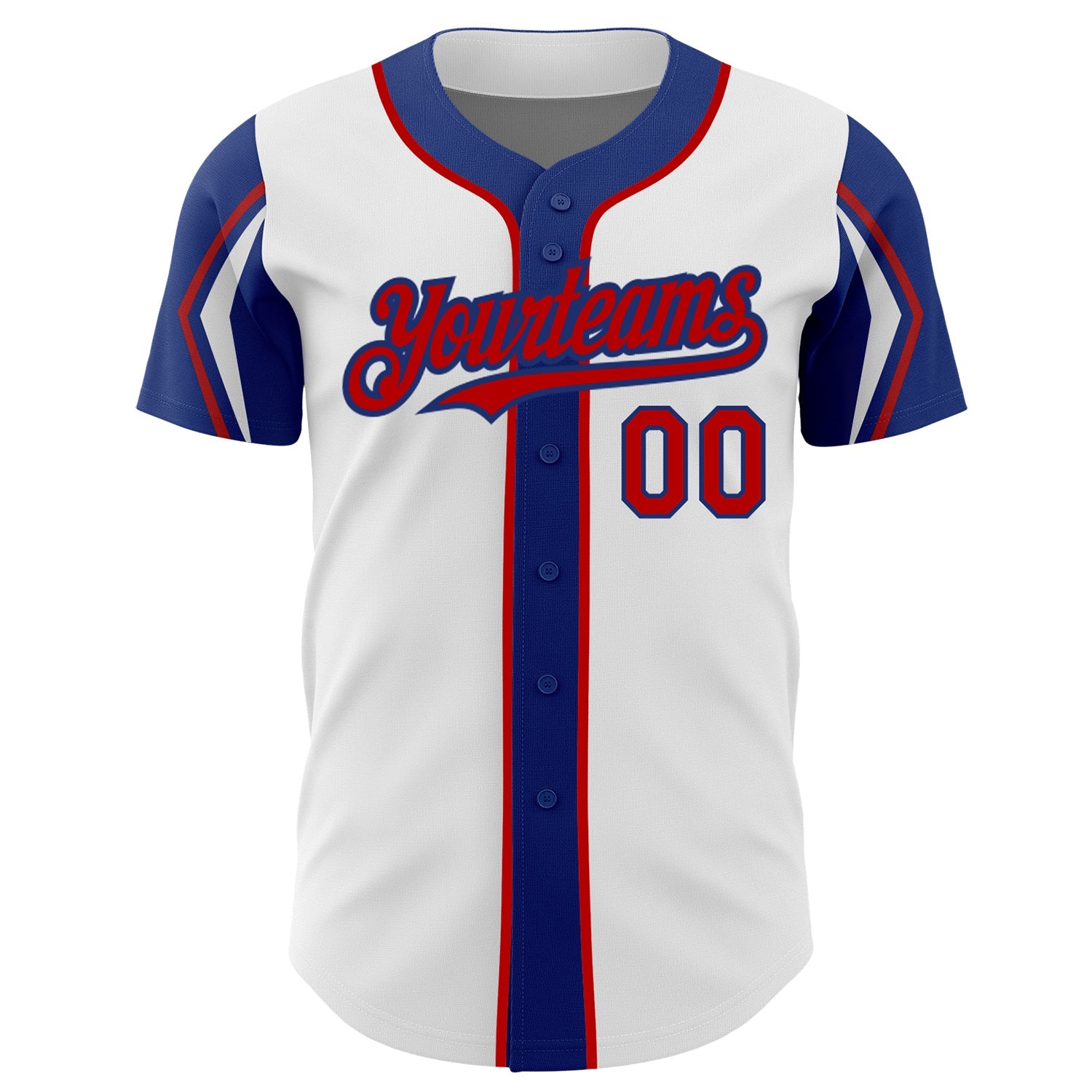 Custom White Red-Royal 3 Colors Arm Shapes Authentic Baseball Jersey - Sky-Custom
