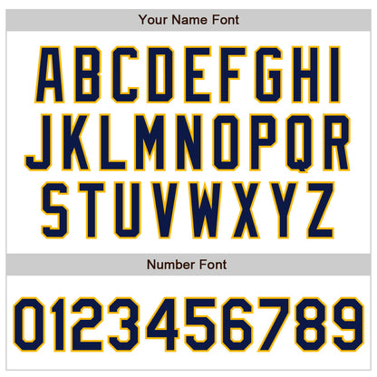 Custom White Navy-Gold 3 Colors Arm Shapes Authentic Baseball Jersey - Sky-Custom