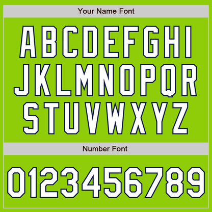 Custom Neon Green White-Navy 3 Colors Arm Shapes Authentic Baseball Jersey - Sky-Custom