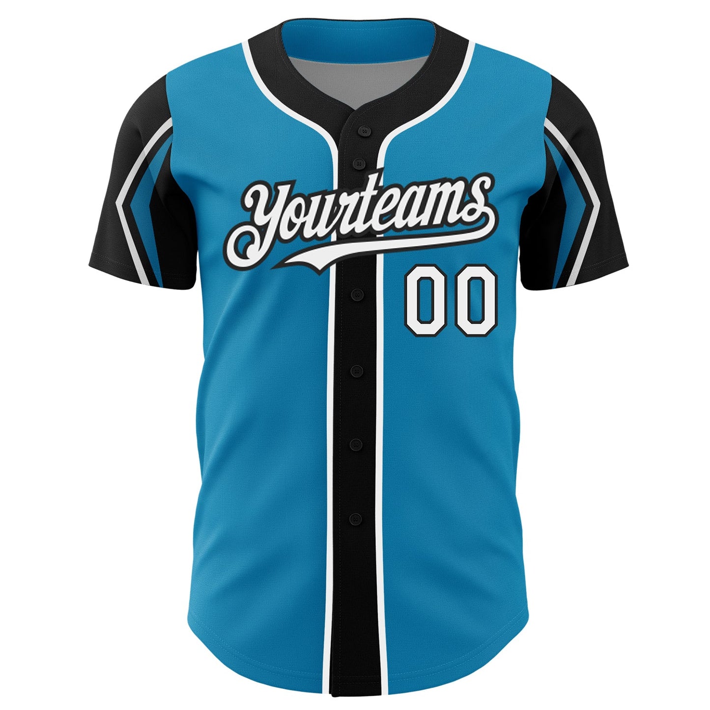 Custom Panther Blue White-Black 3 Colors Arm Shapes Authentic Baseball Jersey - Sky-Custom