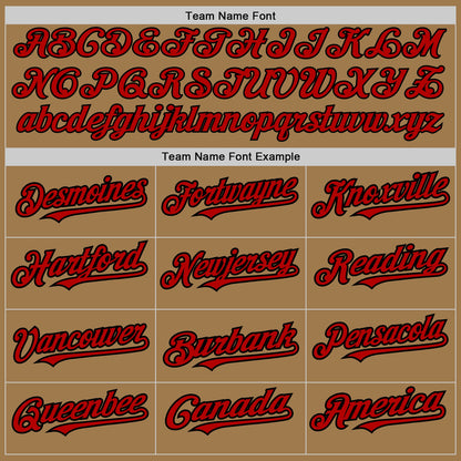 Custom Old Gold Red-Black 3 Colors Arm Shapes Authentic Baseball Jersey - Sky-Custom