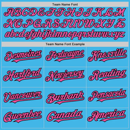 Custom Sky Blue Pink-Black 3 Colors Arm Shapes Authentic Baseball Jersey - Sky-Custom