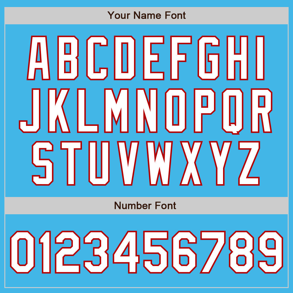 Custom Sky Blue White-Red 3 Colors Arm Shapes Authentic Baseball Jersey - Sky-Custom