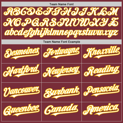 Custom Burgundy White-Gold 3 Colors Arm Shapes Authentic Baseball Jersey - Sky-Custom