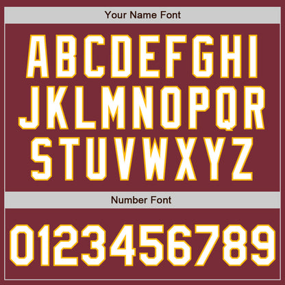 Custom Burgundy White-Gold 3 Colors Arm Shapes Authentic Baseball Jersey - Sky-Custom