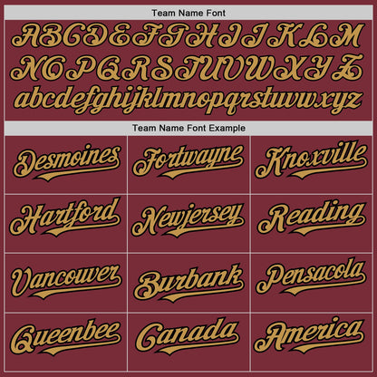 Custom Burgundy Old Gold-Black 3 Colors Arm Shapes Authentic Baseball Jersey - Sky-Custom