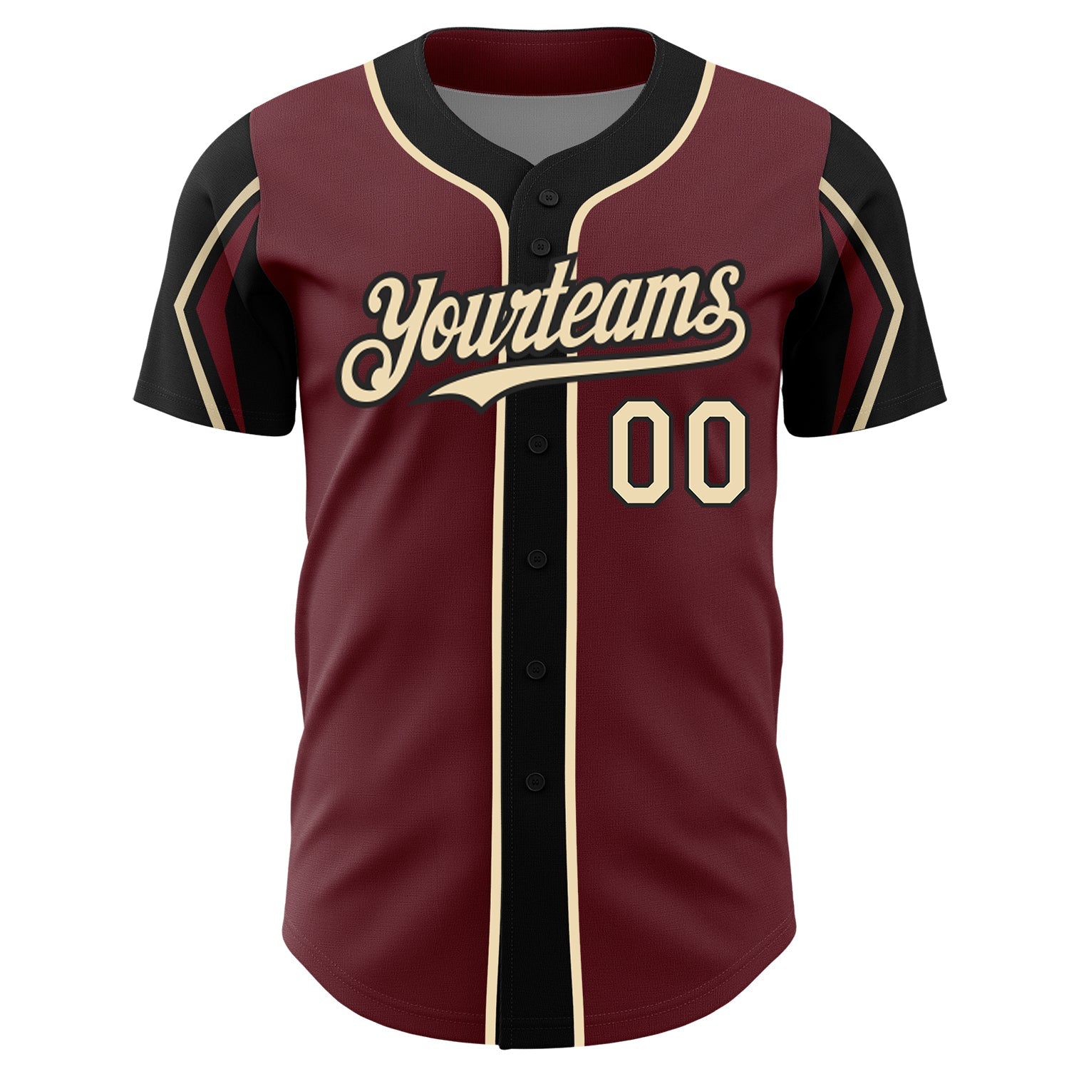 Custom Burgundy City Cream-Black 3 Colors Arm Shapes Authentic Baseball Jersey - Sky-Custom