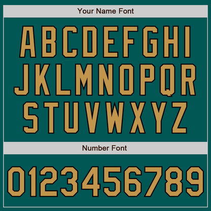 Custom Midnight Green Old Gold-Black 3 Colors Arm Shapes Authentic Baseball Jersey - Sky-Custom