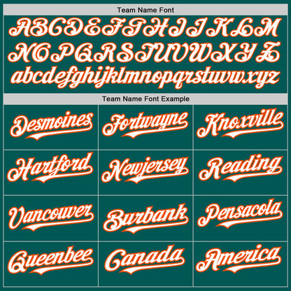 Custom Midnight Green White-Orange 3 Colors Arm Shapes Authentic Baseball Jersey - Sky-Custom
