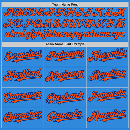 Custom Electric Blue Orange-Royal 3 Colors Arm Shapes Authentic Baseball Jersey - Sky-Custom