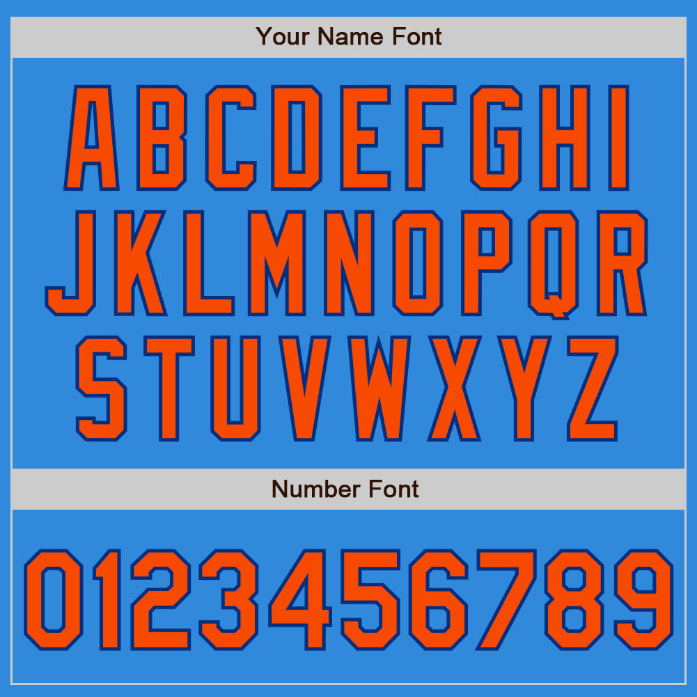 Custom Electric Blue Orange-Royal 3 Colors Arm Shapes Authentic Baseball Jersey - Sky-Custom