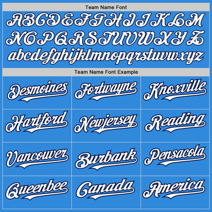 Custom Electric Blue White-Navy 3 Colors Arm Shapes Authentic Baseball Jersey - Sky-Custom
