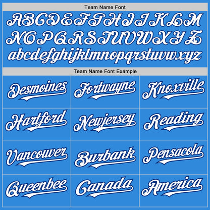 Custom Electric Blue White-Royal 3 Colors Arm Shapes Authentic Baseball Jersey - Sky-Custom