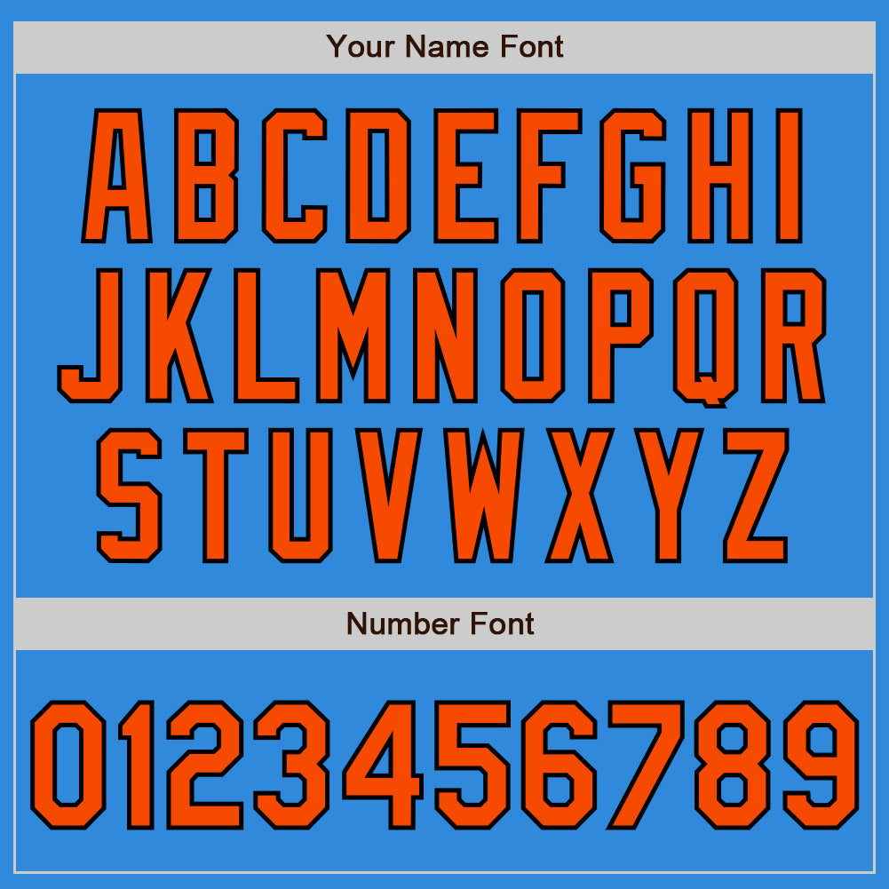Custom Electric Blue Orange-Black 3 Colors Arm Shapes Authentic Baseball Jersey - Sky-Custom