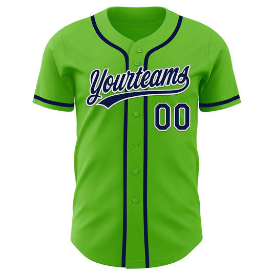 Custom Aurora Green Navy-White Authentic Baseball Jersey - Sky-Custom