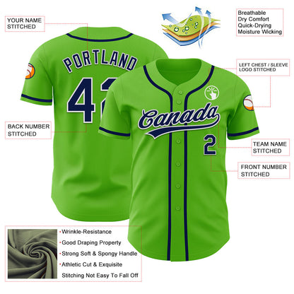 Custom Aurora Green Navy-White Authentic Baseball Jersey - Sky-Custom