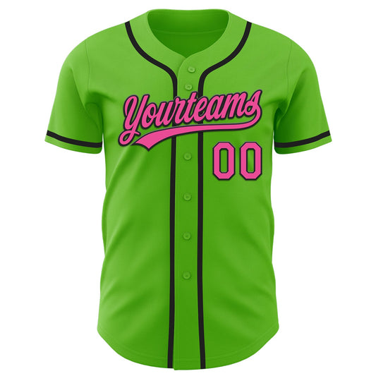 Custom Aurora Green Pink-Black Authentic Baseball Jersey - Sky-Custom