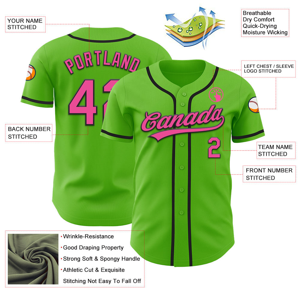 Custom Aurora Green Pink-Black Authentic Baseball Jersey - Sky-Custom