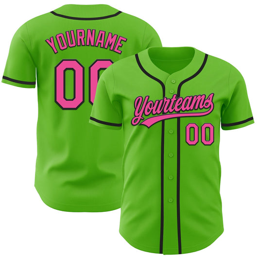 Custom Aurora Green Pink-Black Authentic Baseball Jersey - Sky-Custom