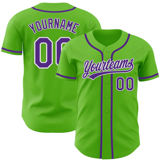 Custom Aurora Green Purple-White Authentic Baseball Jersey - Sky-Custom