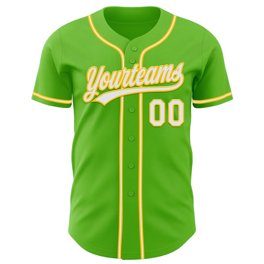 Custom Aurora Green White-Yellow Authentic Baseball Jersey - Sky-Custom