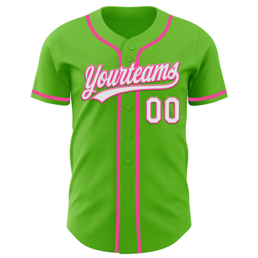 Custom Aurora Green White-Pink Authentic Baseball Jersey - Sky-Custom