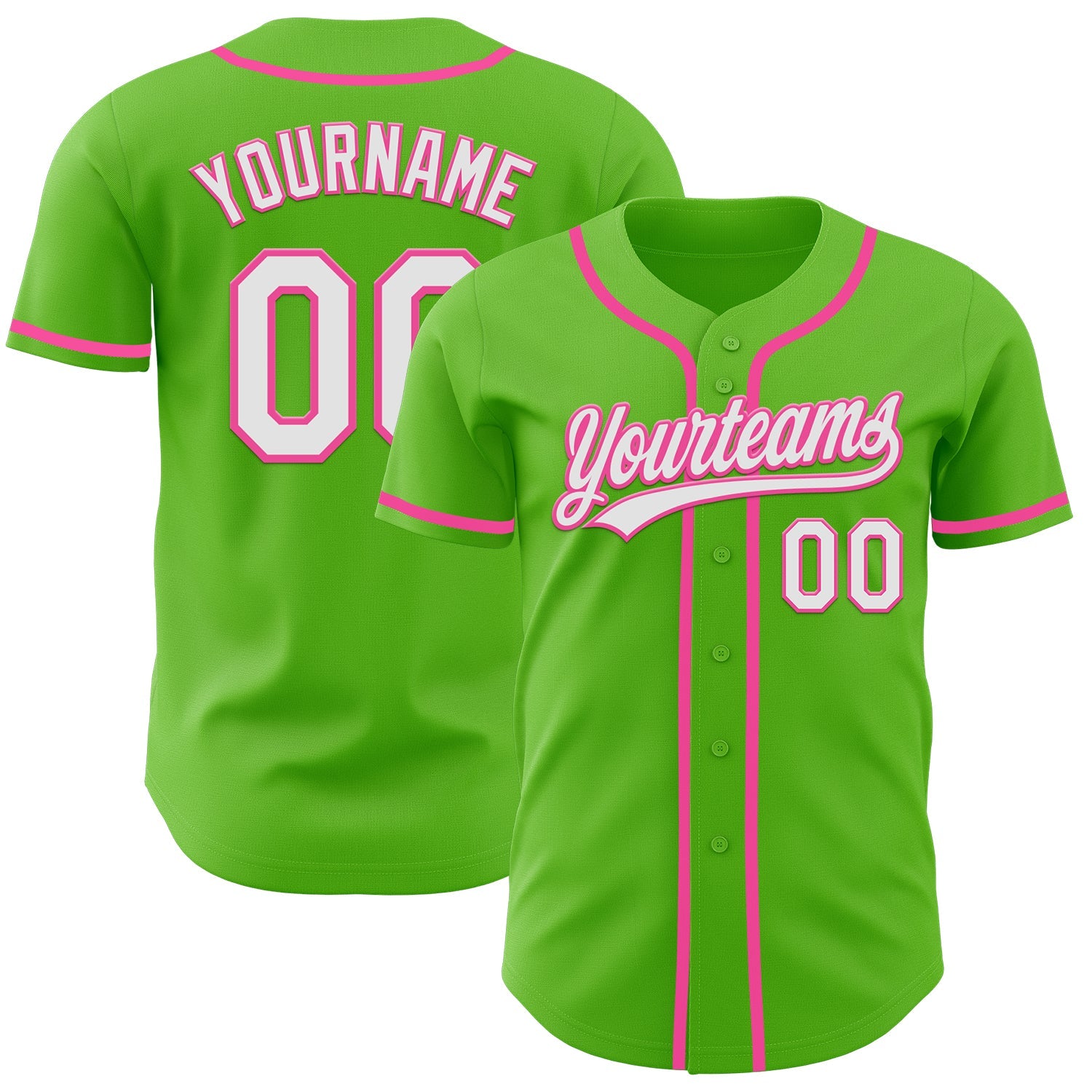 Custom Aurora Green White-Pink Authentic Baseball Jersey - Sky-Custom