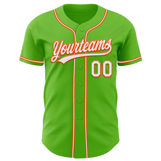 Custom Aurora Green White-Orange Authentic Baseball Jersey - Sky-Custom
